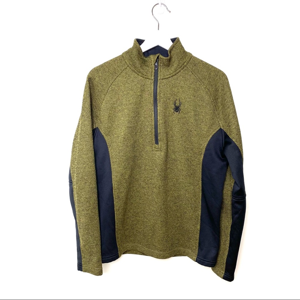 Spyder 1/4 Zip Pullover Sweater Olive Black Fleece Lined M